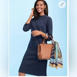 Talbots Size M Maroon Burgundy 3/4 Sleeves Heathered Shift Dress NEW!